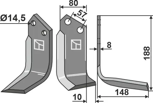Kniv til Celli 188 x 80 mm - 14,5 hull 