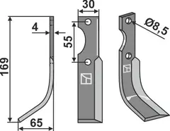 Kniv til Grillo 169 x 30 mm - Tykkelse 4 mm
