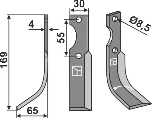 Kniv til Grillo 169 x 30 mm - Tykkelse 4 mm 