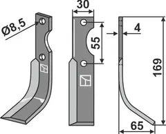 Kniv til Grillo 169 x 30 mm - Tykkelse 4 mm