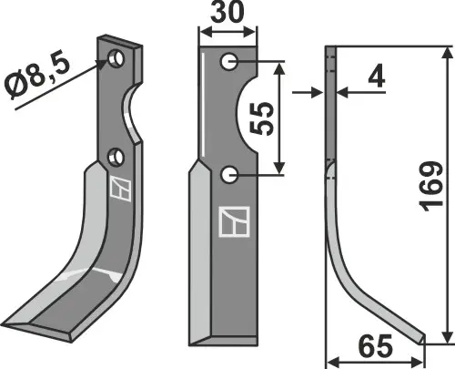 Kniv til Grillo 169 x 30 mm - Tykkelse 4 mm 