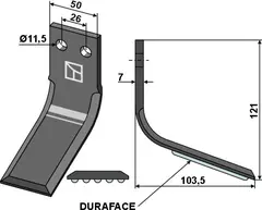 Kniv til Agria 121 x 50 mm - DURAFACE