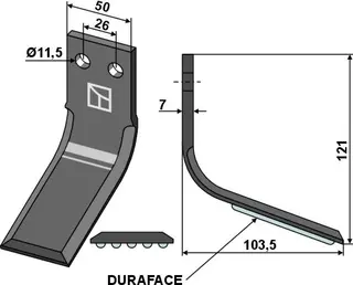 Kniv til Agria 121 x 50 mm - DURAFACE