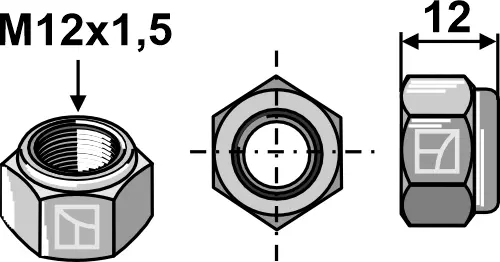 Selvlåsende mutter til SaMASZ M12x1,5, kvalitet 10.9 