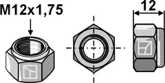 Selvlåsende mutter M12x1,75 Kvalitet 8.8, M12x1,75