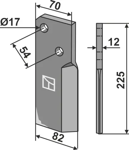Rotertind til Massano 225 x 70 mm - 17 hull 