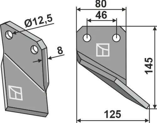 Rotertind til Massano 145 x 80 mm - 12,5 mm hull 