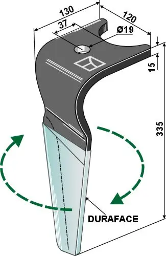 Høyvender tind til Amazone 335 mm - 120 mm bredde 