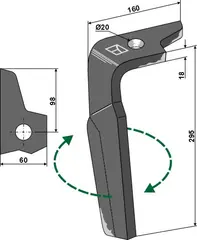 Tind til Amazone 295 mm - Bredde 60 mm