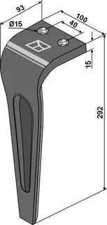 Tind for Forigo-Roteritalia L: 292mm, B: 100mm, H: 15mm