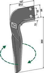 Høyre tind til Frandent Lengde 300 mm, Bredde 90 mm