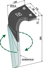 Tind til Kuhn Lengde 280 mm - Bredde 115 mm