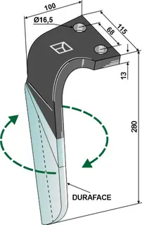 Tind til Kuhn Lengde 280 mm - Bredde 115 mm