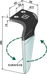 Venstre tind til Maschio Lengde 280 mm, Bredde 90 mm