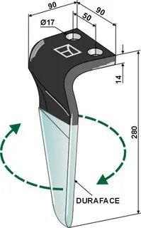 Tine for Maschio/Gaspardo Lengde 280mm, 17 hull