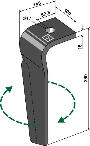 Høyvendertind til Bednar og Moreni Lengde 330 mm - Bredde 100 mm 