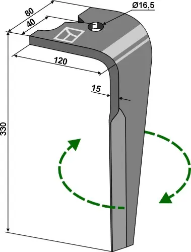 Tind til Agram Lengde 330 mm - Bredde 80 mm 