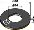 Damper washer Ø48x3xØ16 - EPDM Ø48mm, tykkelse 3mm, hull 16mm
