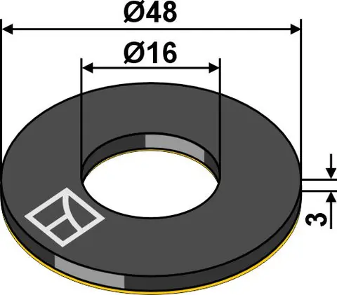 Demperskive Ø48 mm Ø48 x 3 x Ø16 mm