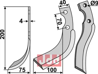 Blad 200x40mm til Iseki 200mm lengde, 40mm bredde