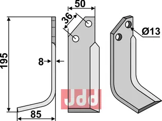 Blad 195x50mm til JNC L: 195mm, B: 50mm, H: 13mm