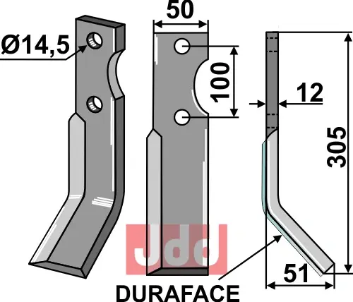 Fres kniv DURAFACE, høyre - JDD Utstyr
