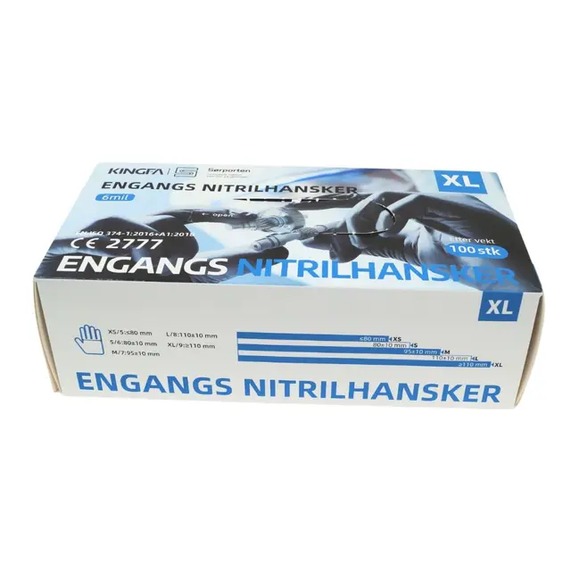 Svarte Nitrilhansker 3,5 s M 