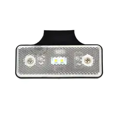 Hvitt markeringslys med 2 LED Rektangulært med 90° brakett