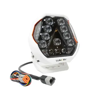 Lumary Illuminator 200 9&quot; ekstralys 200 watt, hvit med varsellys og sidelys
