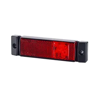 Rødt rektangulært markeringslys Med 3 stk LED, 12 og 24V, 3m kabel
