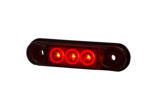 Rødt slim markeringslys med 3 LED Til pynt og styling, kun 65mm lang