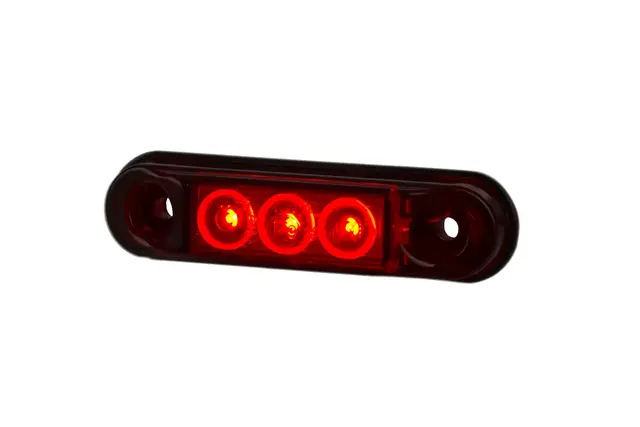 Rødt slim markeringslys med 3 LED Til pynt og styling, kun 65mm lang 