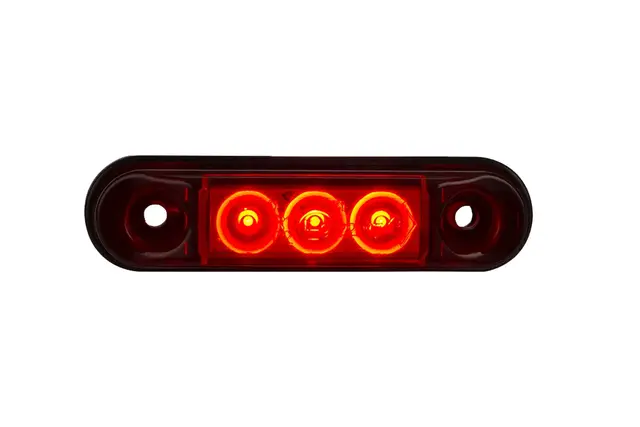 Rødt slim markeringslys med 3 LED Til pynt og styling, kun 65mm lang 