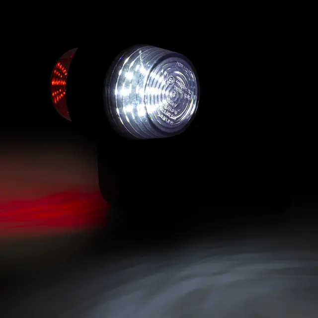 To-farget markeringslys med skrå arm Med 10 stk LED, 12 og 24V, høyre side 