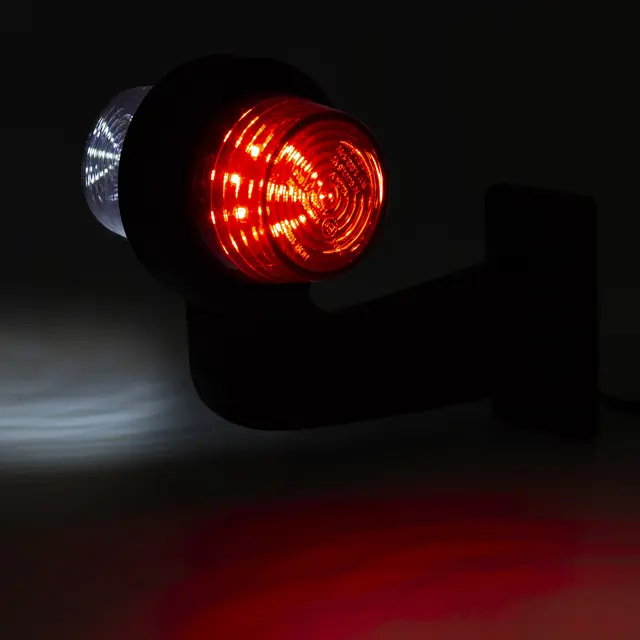 To-farget markeringslys med skrå arm Med 10 stk LED, 12 og 24V, venstre side 