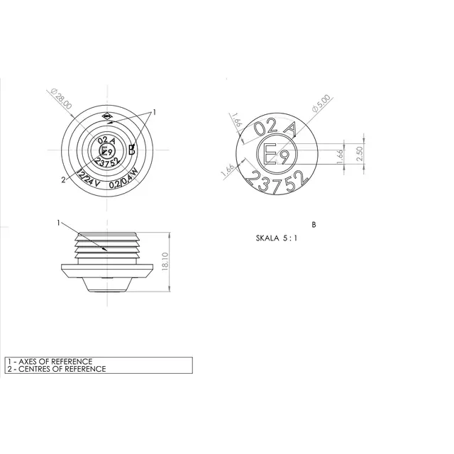 Mini hvitt markeringslys For19mm hull med gummifeste 