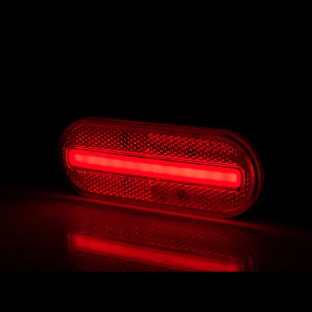 Rødt Neon markeringslys 1Med 2 stk LED, 12 og 24V, brakett 