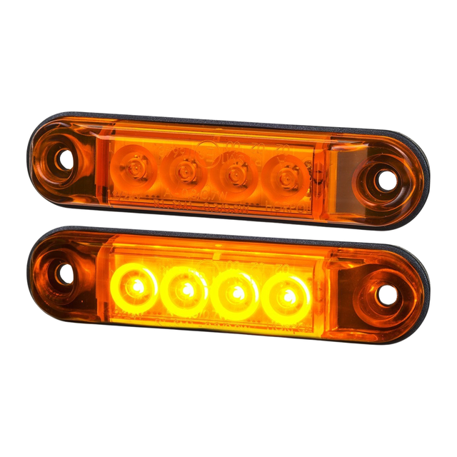 Oransjet slim markeringslys med 4 LED Til pynt og styling, 77,5mm lang 