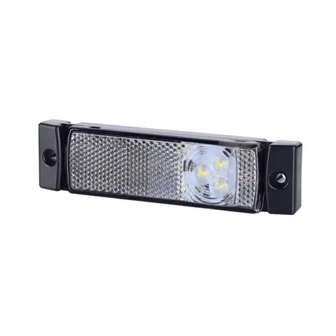 Hvitt rektangul&#230;rt markeringslys Med 3 stk LED, 12 og 24V, 3m kabel