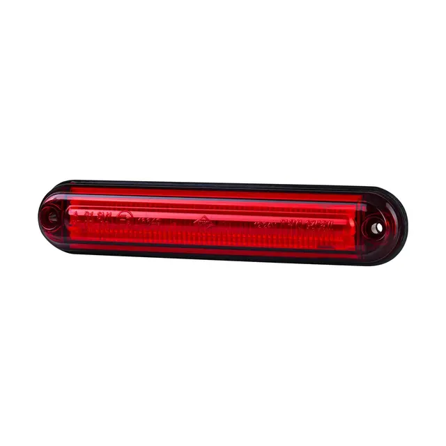 Avlangt, rødt, slankt markeringslys Med 6 stk LED, 12 og 24V 