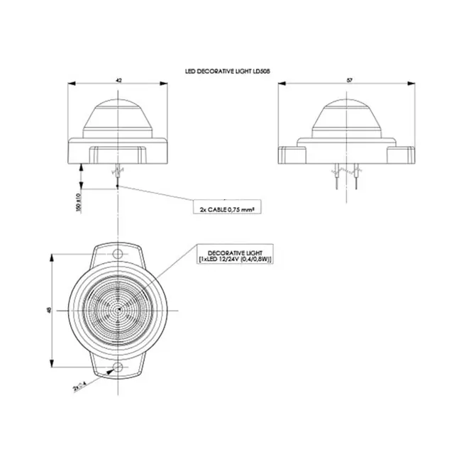 Lite, blått markeringslys 1 stk LED, 12 og 24V 