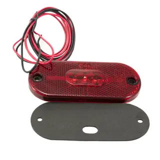 Rødt LED markeringslys for 12V Rektangulert for montering bak