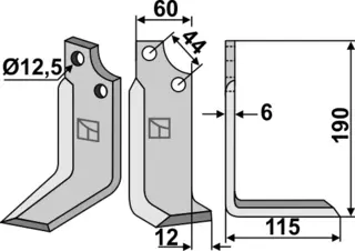 Kniv 190x60mm til Maschio Lengde 190mm, tykkelse 6mm