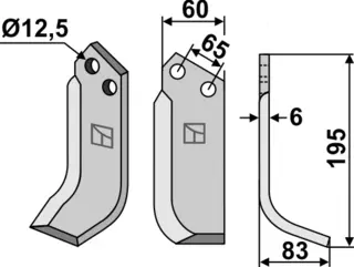 Fres kniv 195x60 mm høyre