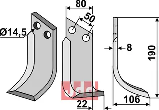 Blad 190x80mm til Meritano Lengde: 190mm, Bredde: 80mm