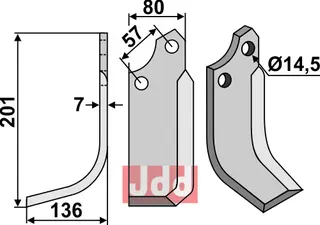 Blad 201x80mm til Muratori L: 201mm, B: 80mm, H: 14,5mm