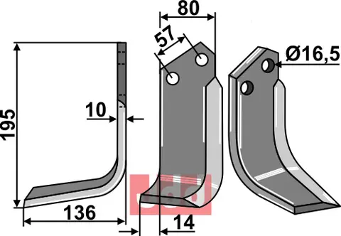 Kniv til Muratori 195 x 80 mm - Tykkelse 10 mm