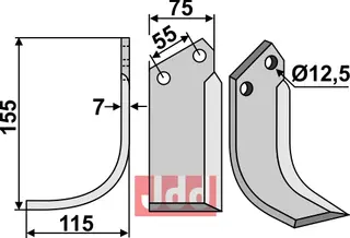 Blad 155x75mm til Nardi 155mm lengde, 75mm bredde