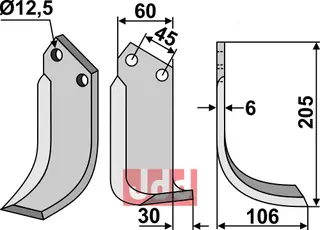 Blad 205x60mm til Nardi Lengde: 205mm, 12,5mm hull
