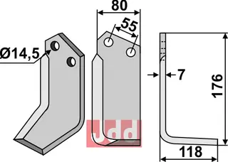 Blad 176x80mm til Nardi L: 176mm, B: 80mm, H: 14,5mm